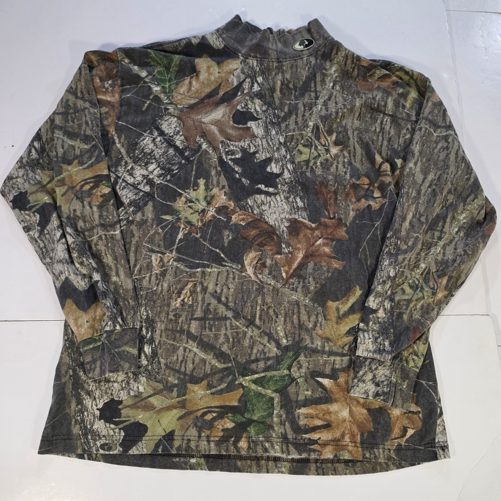 Mossy Oak Apparel Camo Long Sleeve Shirt Mock Neck Break-Up Pattern Mens Large